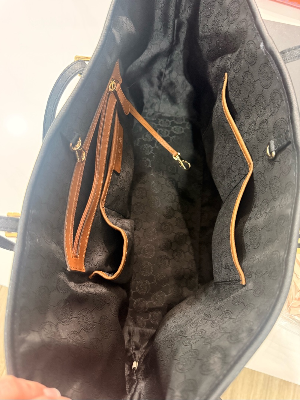 Michael Kors White, Brown & Black Colorblock Tote - Picture 11 of 11